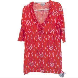 Mud Pie Cover-up Dress in Orange, Pink, and White Women’s Size Small (S)